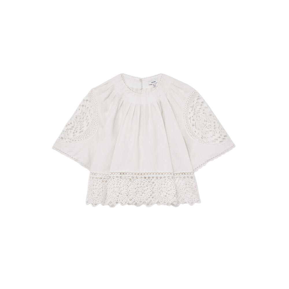 REISS CARINE Linen Embroidered Swing Top